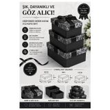 Siyah Gri Hediye Kutusu Dikdörtgen 3 Lü 1 Paket K-0974 Boş Hediye Kutusu Sevgiliye Özel Kurdelalı Karton Hatıra Kutu