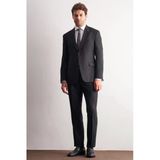 Siyah-Gri Kırlangıç Yaka Çizgili 6 Drop Slim Fit Tam Astar Esnek Takım Elbise 1001255161