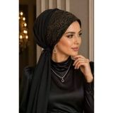 Siyah Gümüş Abiye Tokalı Bone / Hazır Duvak