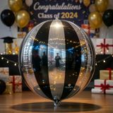 Siyah Gümüş Disko Topu Folyo Balon 55 cm Mezuniyet Parti Dekor Balon