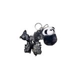 Siyah Gümüş Kelebek Desenli Anahtarlık, Panda Peluş Ponpon Çanta Aksesuarı, Çanta aksesuarı panda çanta charmı fiyonk anahtarlık tasarım charm panda charm
