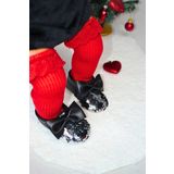 Siyah Gümüş Pul Payetli Fiyonklu Kız Bebek Babet Patik G-2366