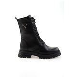 Siyah Hakiki Deri Kadın Bot & Bootie K02462040303