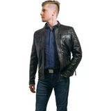 Siyah Hakiki Deri Mont Büyük Beden Erkek Ceket Spor Model Brad Siyah M