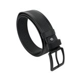 Siyah Hakiki Deri Ortası Hasır Desenli Model 4.5 cm. Genişlikli Spor Kemer - 500-33