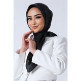SİYAH Harem Scarf Kristal Saten Eşarp - Siyah - 100 x 100 cm