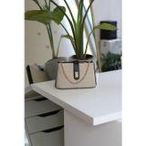 Siyah Hasır Kilit Zincir Detaylı Askılı Omuz Çantası
