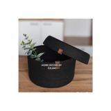 Siyah Hasır Sepet Kapaklı Sepet Düzenleyici Organizer Handmade-23x15cm OZLEM1176