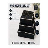Siyah Hediye Kutusu 3 Lü 1 Paket K-1148 Boş Hediye Kutusu 3 Lü Sevgiliye Özel Kurdelalı Kutu Karton Kutu Hatıra Kutusu