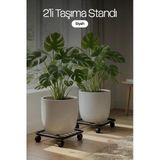 Siyah İkili Metal Tekerlekli Çok Amaçlı Taşıma Standı Çiçek, Damacana, Tüp Altlığı, Ağır Yük Standı