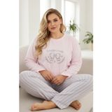 Siyah İnci Büyük Beden Polar Kışlık Örme Pijama Takım 25222563