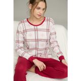 Siyah İnci ekose desenli Örme Pamuklu Pijama Takım25240236