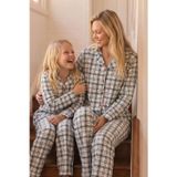 Siyah İnci Ekose Desenli Termal Kumaşlı Ultra Soft Yumuşak Düğmeli Örme Pijama Takımı