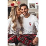 Siyah İnci Erkek Ekose Merry Christmas Baskılı Yılbaşı Temalı Örme Pijama Takım 7969