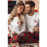 Siyah İnci KADIN kalpli kırmızı ekose desenli Sevgililer günü Valentine's Day Temalı Örme Pijama Takım 7970