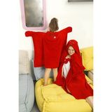 Siyah İnci Kapişonlu Wellsoft Battaniye - Kırmızı - 80 x 110 cm