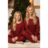 Siyah İnci Kırmızı Ekose Desenli Termal Kumaşlı Ultra Soft Yumuşak Örme Pijama Takımı