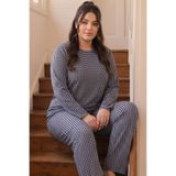 Siyah İnci Lacivert Ekose Desenli Termal Kumaşlı Ultra Soft Yumuşak Büyük Beden Battal Boy Örme Pijama Takımı