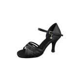 Siyah İnci-Saten, Latin -Salsa-Tango Dans Ve Salon Ayakkabısı 8.5 Cm 13 Pont Kapalı Topuk