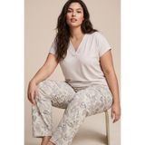 Siyah İnci taş rengi desenli Büyük Beden Battal Boy Viskon Örme Pijama Takım