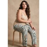 Siyah İnci ten rengi desenli Büyük Beden Battal Boy Viskon Örme Pijama Takım