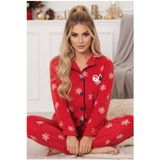 Siyah İnci Yılbaşı Temalı Nakışlı Kar Tanesi Desenli Polar Kışlık Örme Pijama Takım