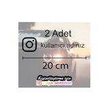 Siyah İnstagram Logolu Kullanıcı Adı - 2 Adet 20 Cm - Araç - Motor Sticker Etiketi Folyo Kesim