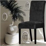 Siyah Ipek Kadife Esnek Lastikli Sandalye Kılıfı Sandalye Örtüsü 1 Adet 45 x 45 x 60 Boyutunda - 45 x 45 cm