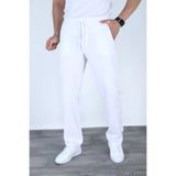 Siyah İz Erkek Beyaz Baggy Keten Mevsimlik Jogger Pantolon Geniş Kalıp Günlük Nefes Alan Casual Model