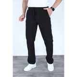 Siyah İz Erkek Siyah Baggy Keten Mevsimlik Jogger Pantolon Geniş Kalıp Günlük Nefes Alan Casual Model