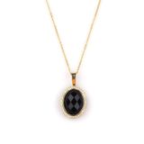 Siyah Jasper Doğal Taş Gold Renkli Kolye KLY-1055