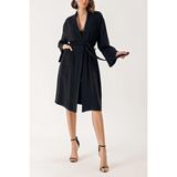 Siyah Kadife Bol Kesim Kemerli Kimono Ceket 20405 - 000-Siyah