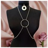 Siyah Kadife Choker İkili Kadın Vücut Zinciri