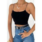 Siyah Kadın Askılı Crop Büstiyer Likra Kumaş ile Spor ve Günlük Kullanıma Uygun