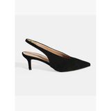 Siyah Kadın Süet Slingback Topuklu Ayakkabı