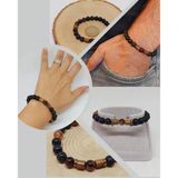 Siyah-Kahve Akik & Oniks Taşı 8Mm Unisex Tasarım Bileklik Hawaii Model (4102)