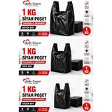 Siyah Kalın Poşet 3'lü Set (Küçük, Orta, Büyük) 3 kg Market Manav Poşeti Hışır Atlet Po� - Çok Renkli - Genel