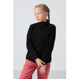 Siyah Kalın Yumuşak Dokulu Standart Fit Nakışlı Polar Kız Çocuk Sweatshirt - 75154
