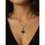 Siyah Kalp Detaylı Gotik Kolye Unisex Metal Zincir Hediye Takı