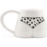 Siyah Kalpli Bikinili El Yapımı Beyaz Parlak Popo Kupa - El Işçiliği Hediyelik Kupa Bardak Mug - 1 Adet - 200 ml