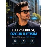 Siyah Kameralı Akıllı Gözlük Bluetooth Telefon Görüşmeli Video Fotoğraf Ve Ses Kayıtlı Dokunmatik Kontrollü