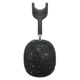 Siyah kapak Airpods Max, Bling Rhinestone Apple kulaklık kılıfı köpüklü sevimli Glitter Airpod pro max kulak kapakları koruyucu aksesuarları