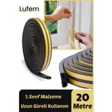 Siyah Kapı Ve Pencere Soğuk Izolasyon Fitili Kendinden Yapışkanlı Kauçuk Yalıtım Bant 2x10 20 Mt 20 M