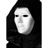 Siyah Kapüşonlu 120 Cm Pelerin Ve Beyaz Boyanabilir Tam Yüz Maske (5523)