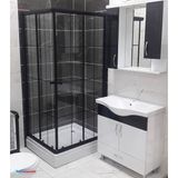 Siyah Karolaj Duşakabin Kare Duş Teknesi - 90X90