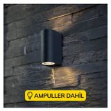 Siyah Kasa Amber Işık Dekoratif Iç Ve Dış Mekan Bahçe Salon Balkon Teras Kamelya Apliği Duvar Aplik