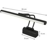Siyah Kasa LED Flüt Resim Aplik | 6W | 3200K Gün Işığı | 35CM | Duvar Tipi Ayna/tablo Üstü Dekoratif Işık | IP20 Iç Mekan Kullanım