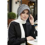 Siyah Kazayağı Kaşe Şapkalı Bone