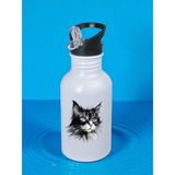 Siyah Kedi Baskılı Matara Suluk 600 ml - Kız Çocuk Suluk, Kız Sulukları