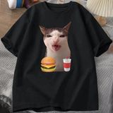 Siyah Kedi Çıtır Gıda Meme Aptal Komik Kedi Yeme - XL
